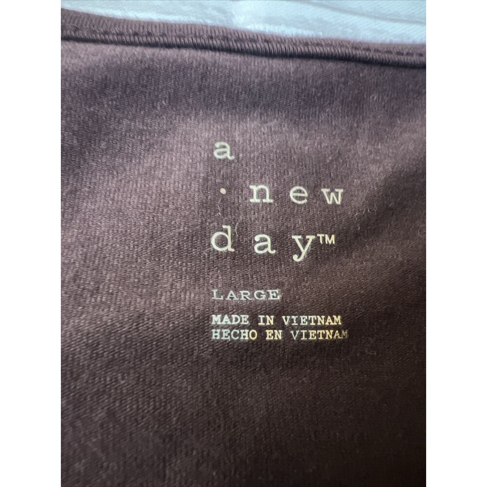 A New Day Crop Top Double Flutter Short Sleeve Slim Fit Brown Cotton Women’s L - Picture 6 of 7